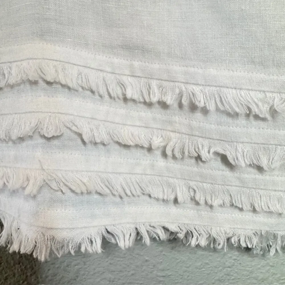 Tommy Bahama White Linen Fringe Hem Skirt Womens Size 12 Lined Knee Length